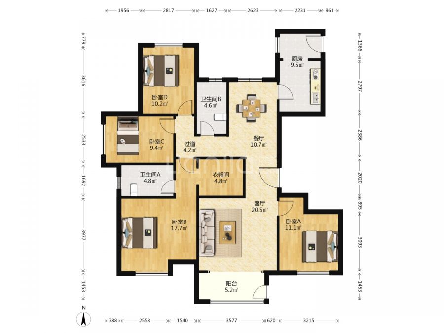 建面133.49