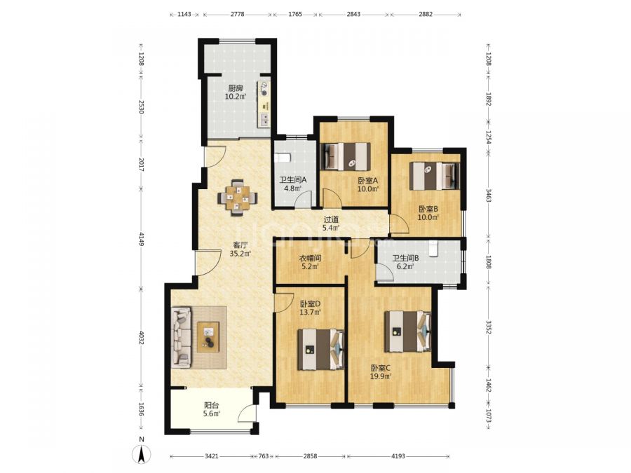 建面134.46