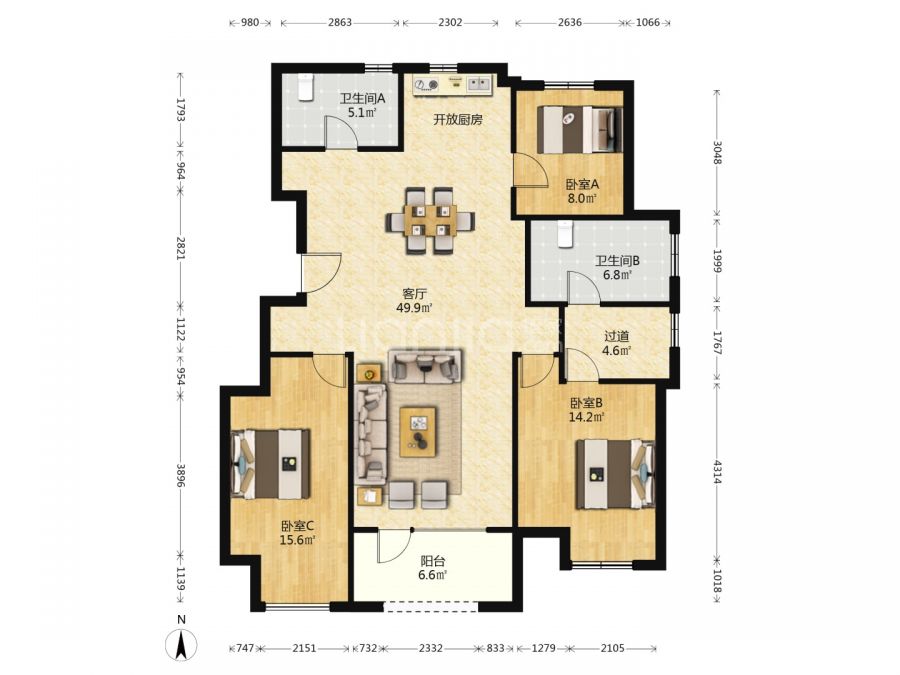 建面126.6